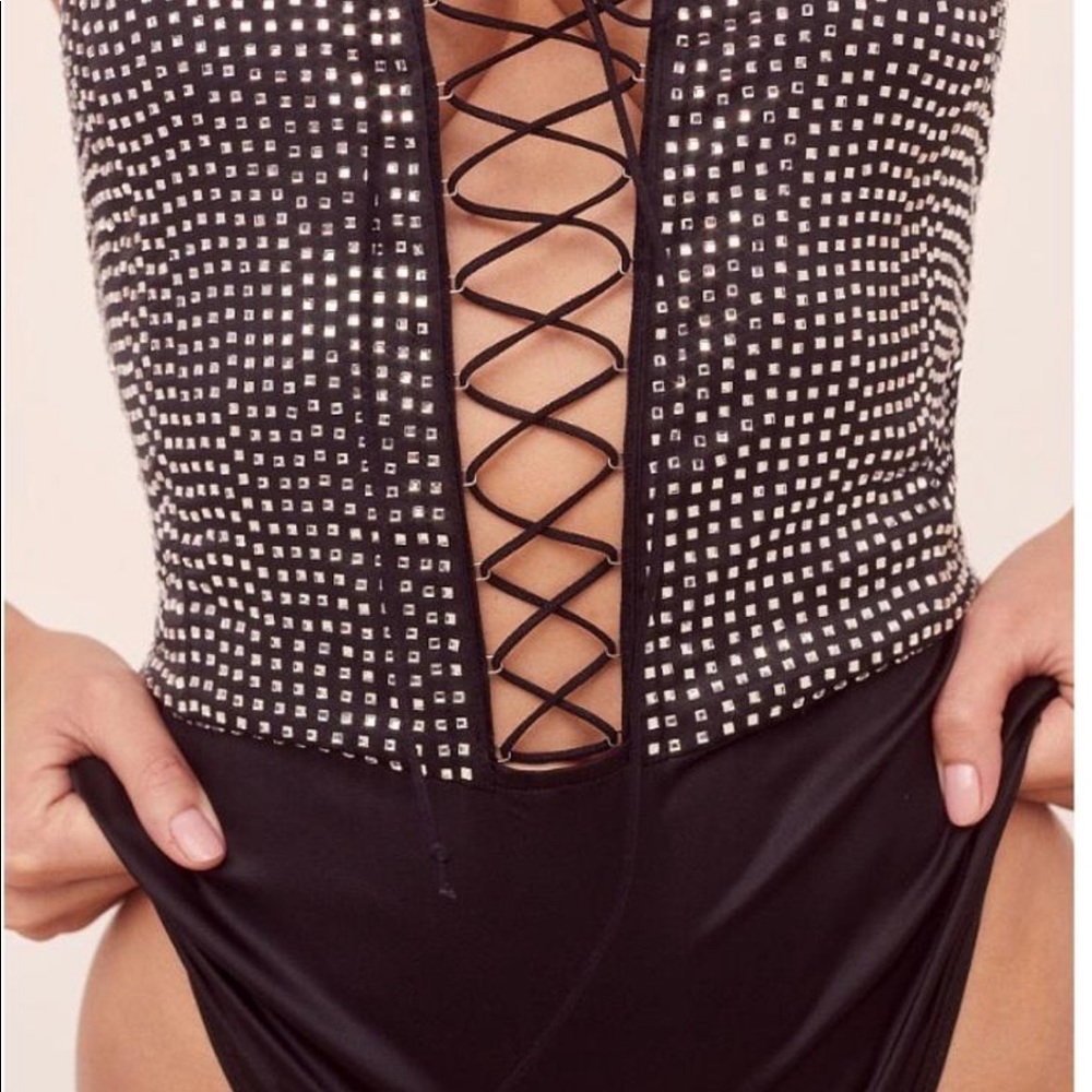 For Love and Lemons Mirage rhinestone bodysuit